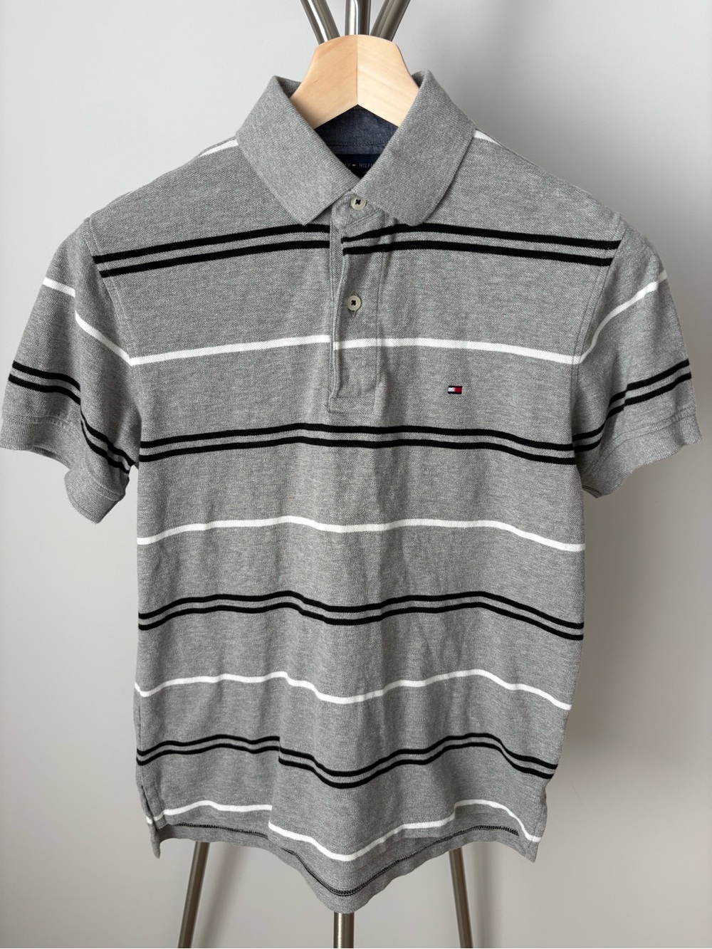Tommy Hilfiger Gray Striped Polo Shirt
